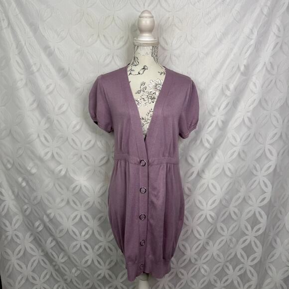 5 for $25| Twelve by Twelve Lavender Short Puff Sleeve Knit Dress Size L - Picture 1 of 9